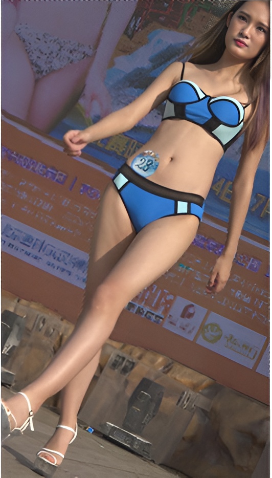 高校泳装蓝色比基尼漂亮美女模特[952M/MP4]