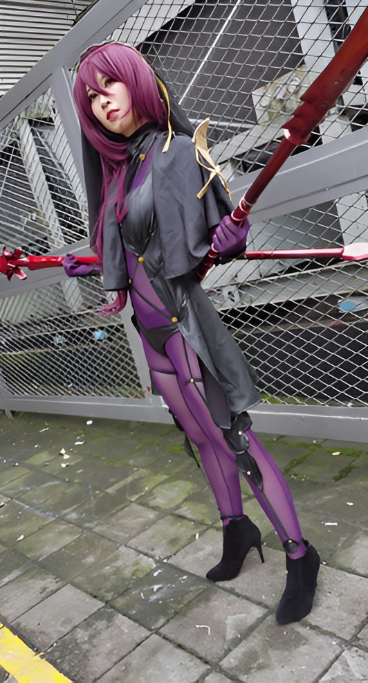 紫色连衣网袜cosplay美女[678M/MP4]