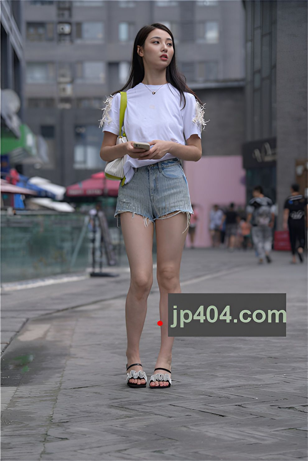 蓝色牛仔热裤美女【套图+视频】